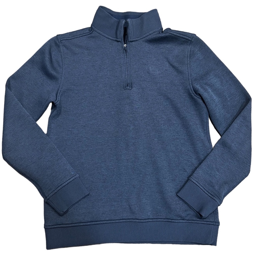 Under Armour Quarter Zip Pullover Sweatshirt Loose Navy Blue Heather Youth Large